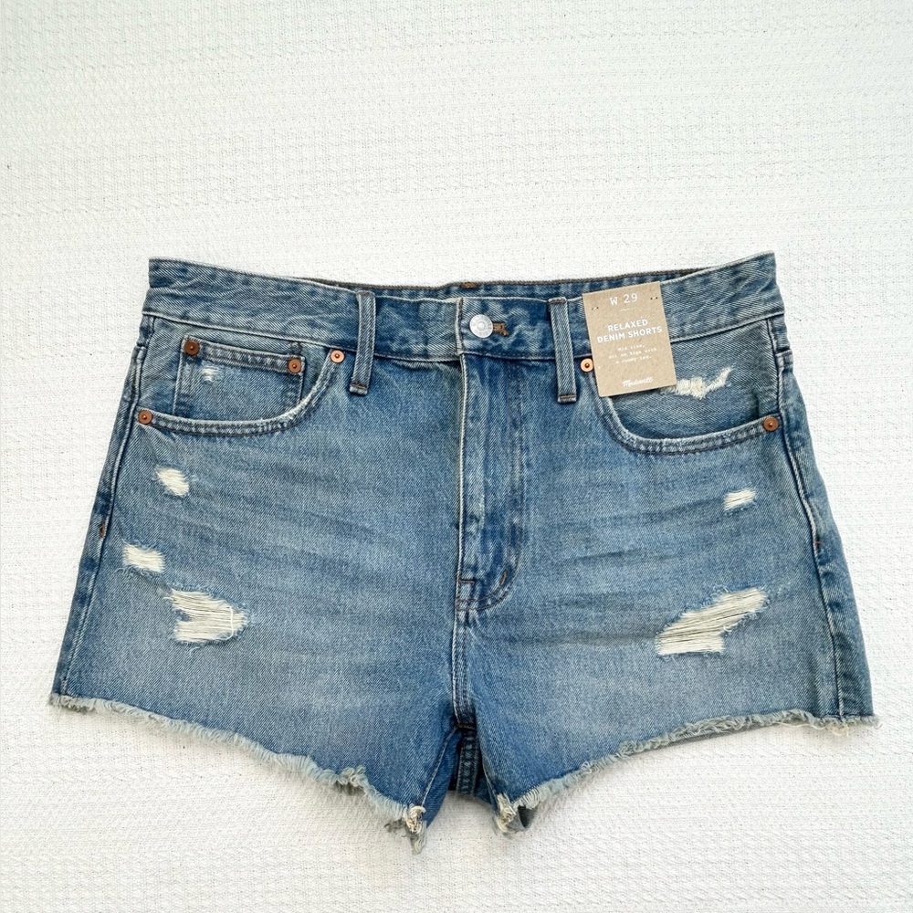 Madewell Shorts Relaxed Denim Renfield Wash Destructed Size 29 (Actual 34")